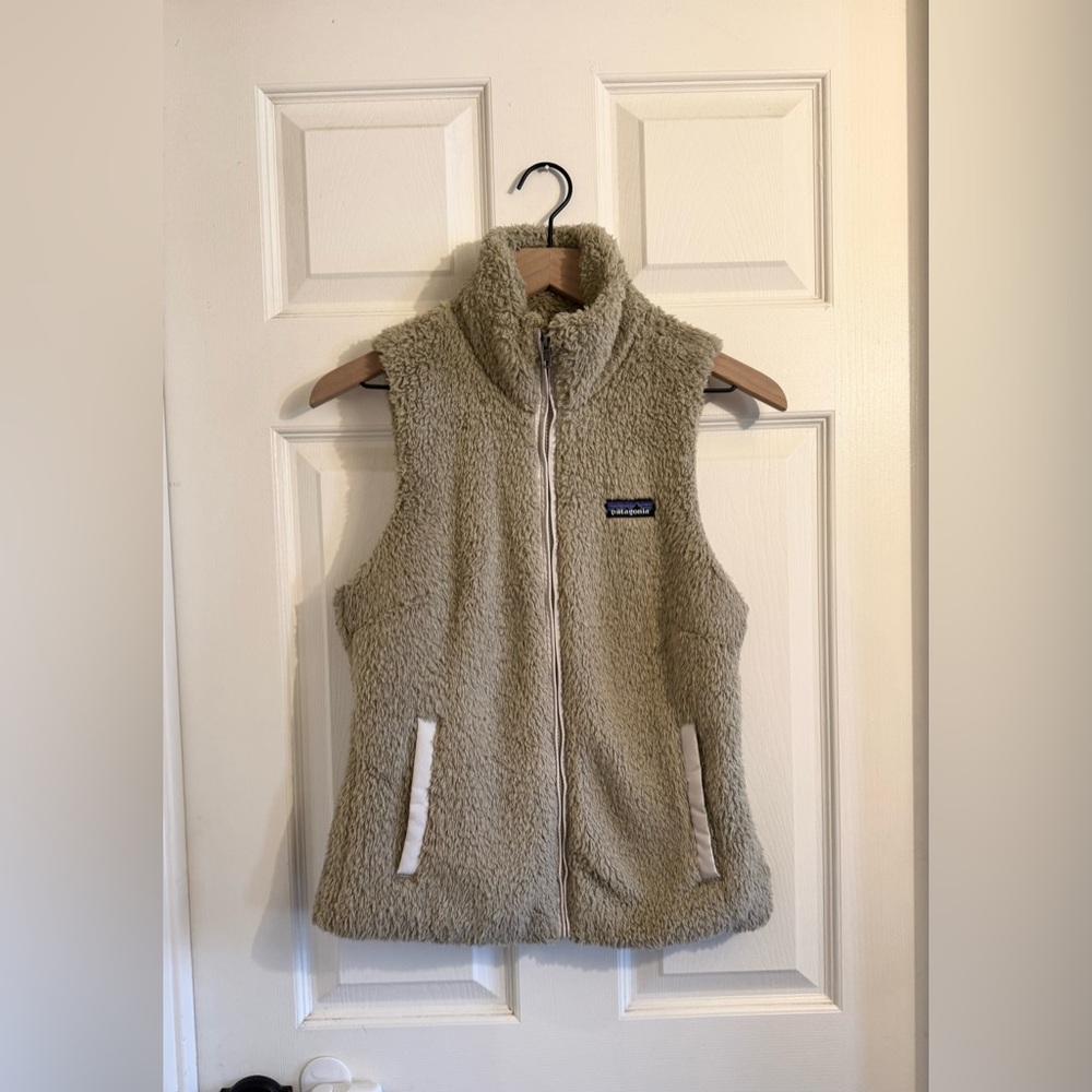 Patagonia Deep Pile Los Gatos Fleece Vest Full Zip Oatmeal Khaki Women's Small